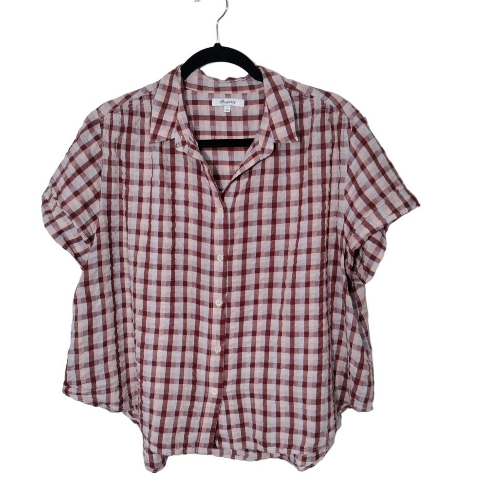 Madewell Seersucker Baybrook Shirt in Plaid Size Large